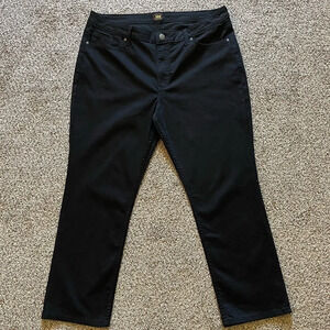 Lee Straight Leg Black Denim Jeans Size 16 Short